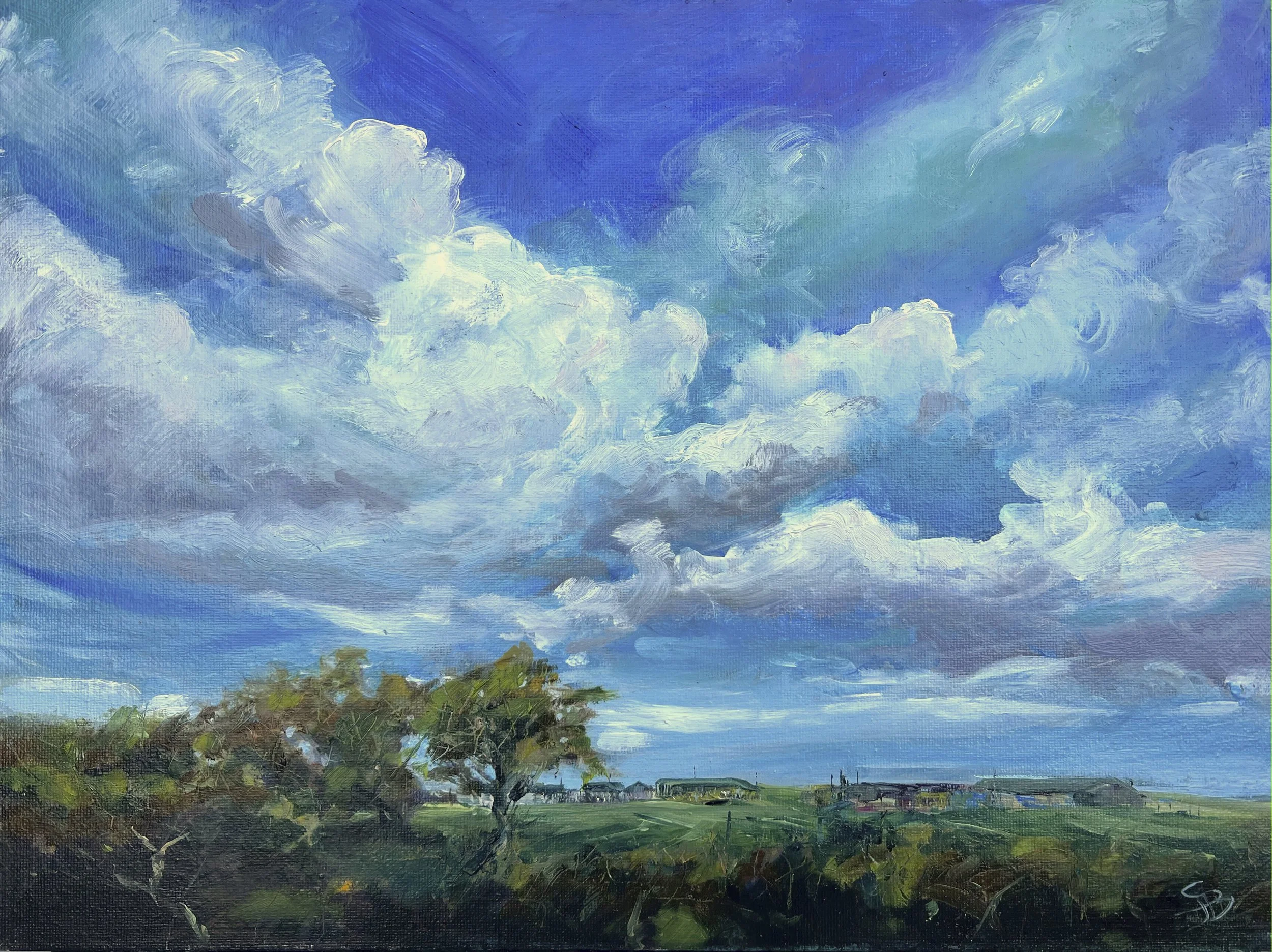  Over the hedge 
 Oil on Canvas Board
 Painting Size: 30 x 40cm
 Framed Size: 45 x 55 x 4.5cm
 £975