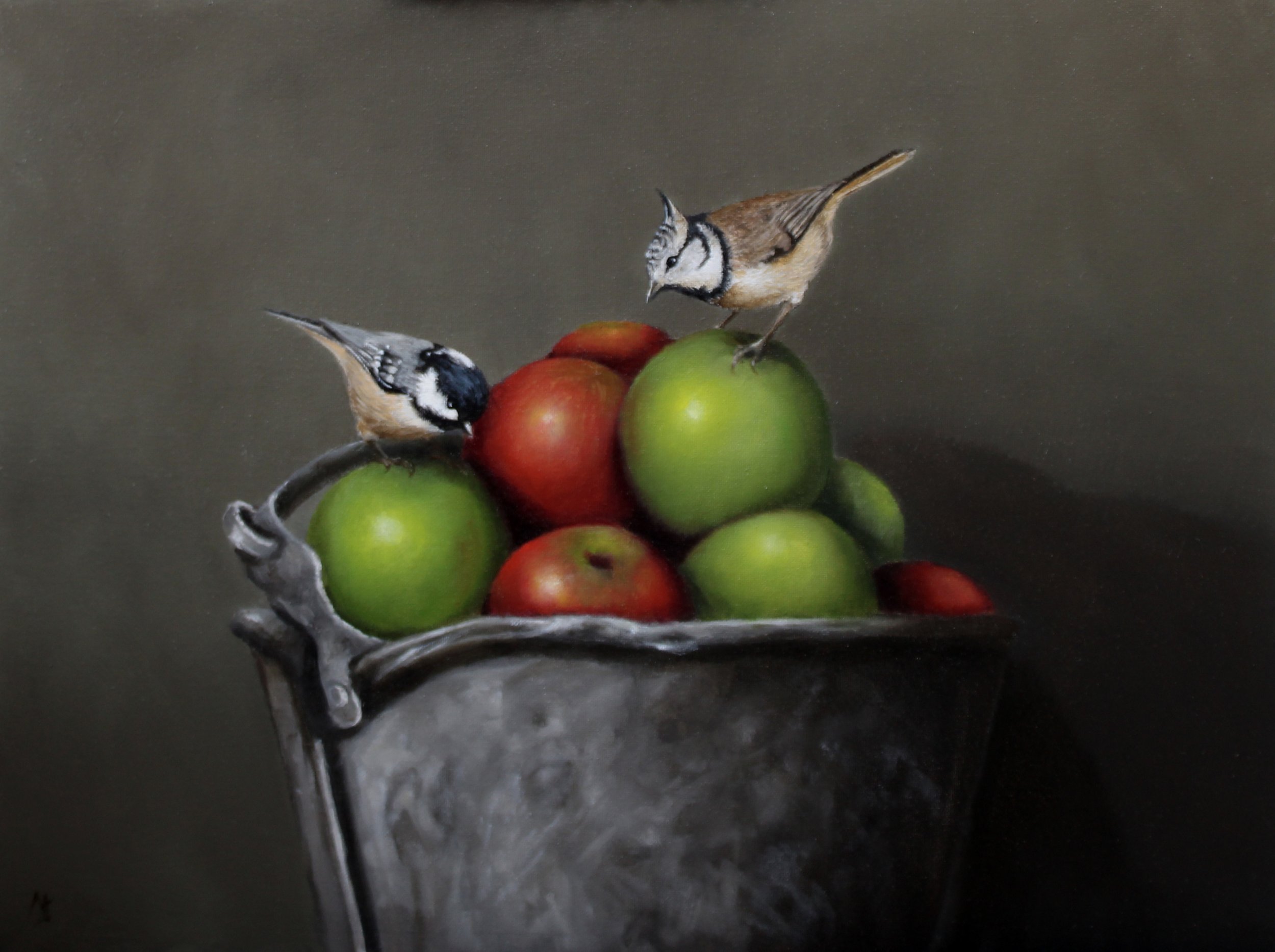  Options  
 Oil on canvas board in black frame
 Painting: 29cm x 39cm
 Framed size: 41cm x 51cm