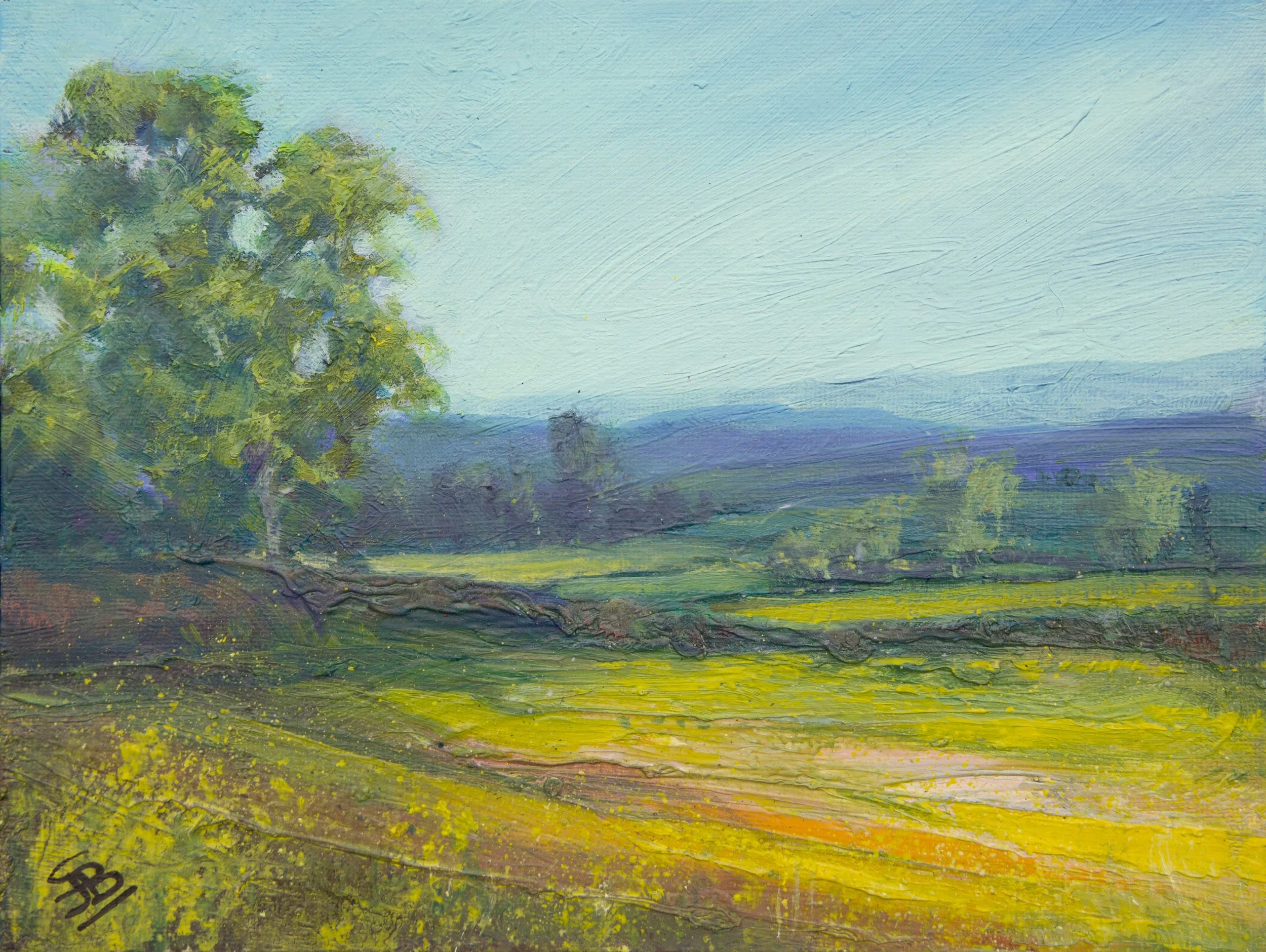  The air between 
 Oil on Canvas Board
 Painting Size: 18 x 24cm
 Framed Size: 33 x 39 x 4.5cm
 £585