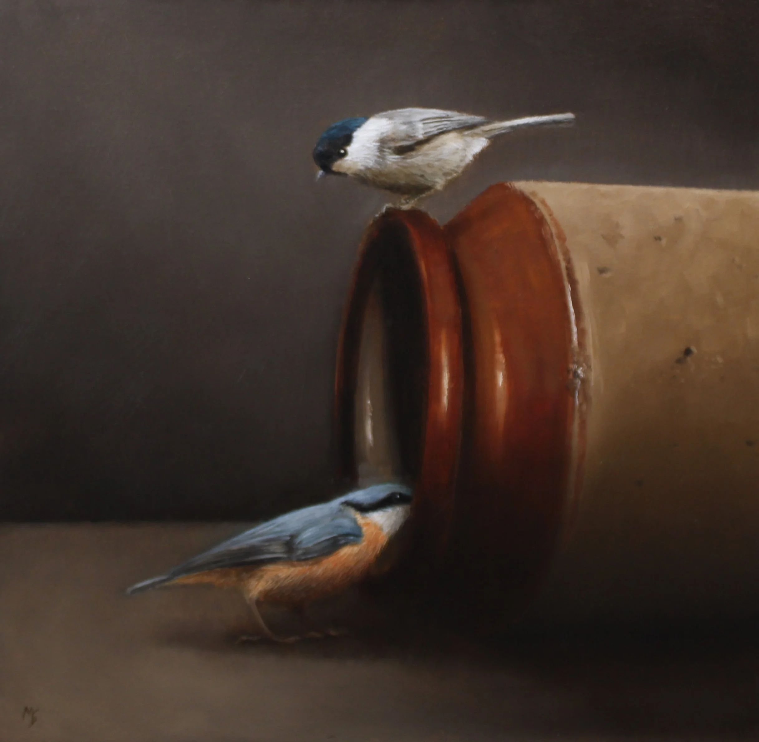  Intrigue &nbsp;&nbsp;(Sold)
 Oil on canvas board in black frame
 Painting Size: 29cm x 29cm
 Framed Size: 40cm x 40cm