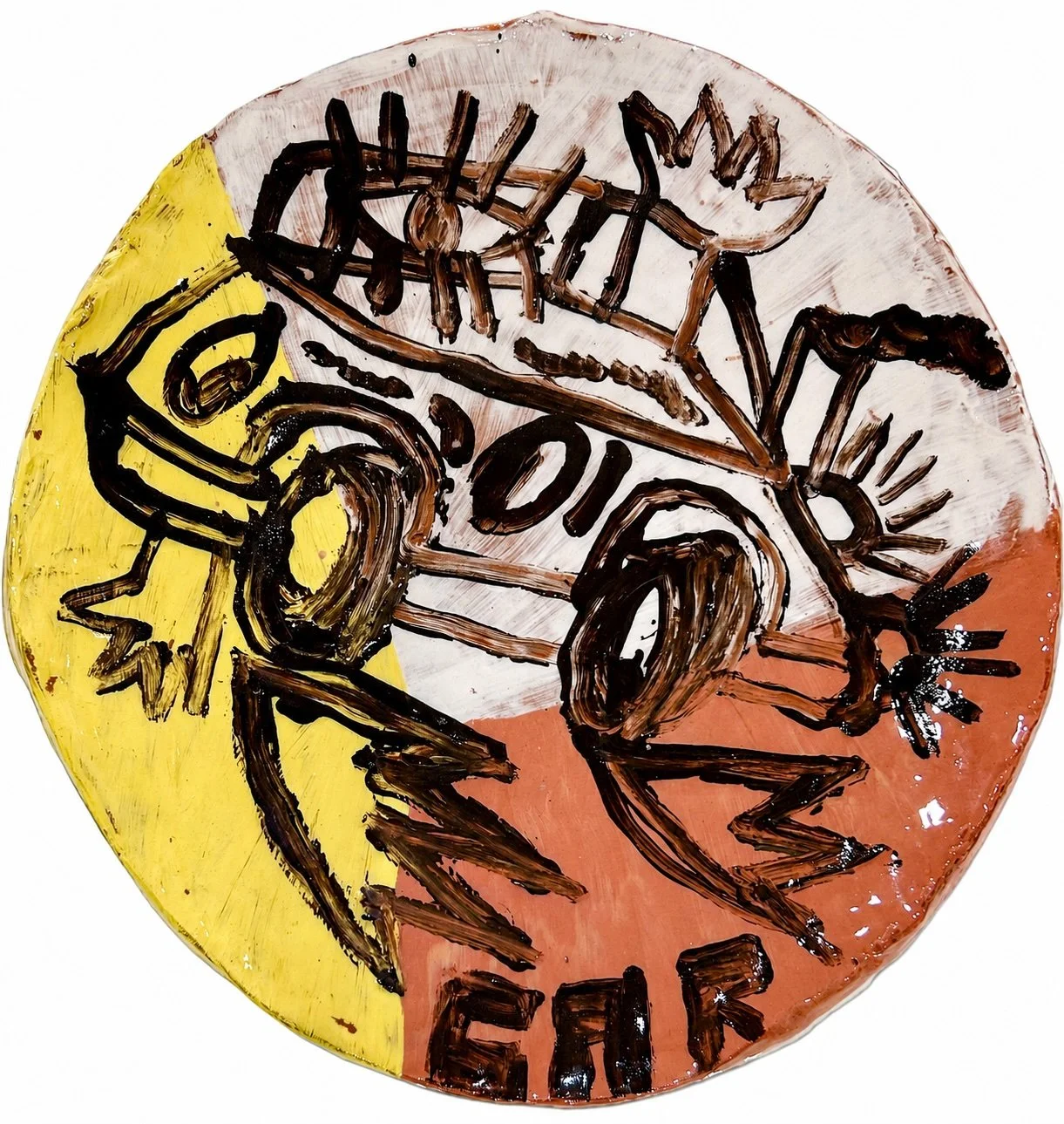  Car 
 Hand Painted Fired & Glazed Clay Plate (Food Safe) 27cm Diameter,  3cm High