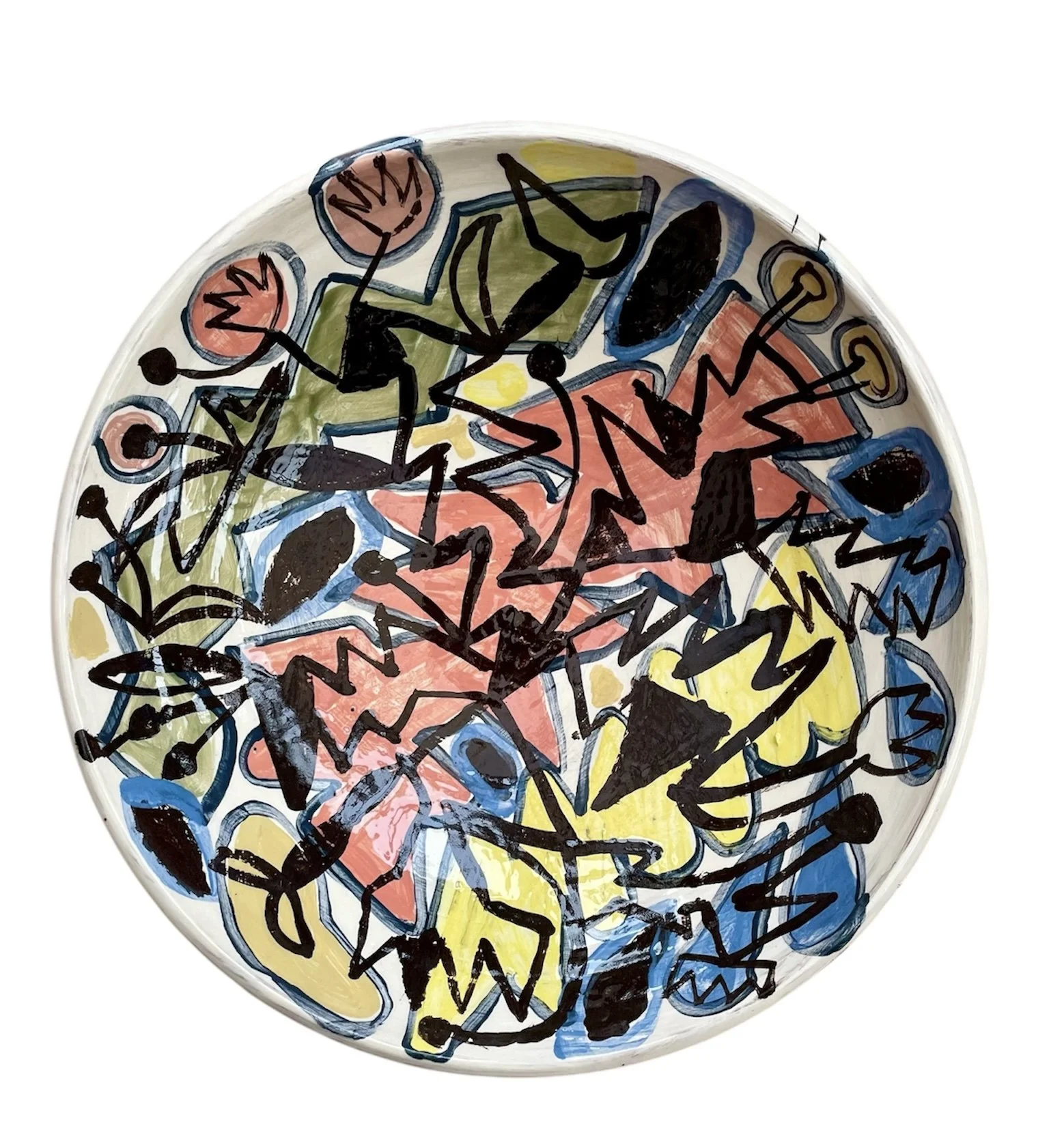  Bugs 
  Hand Painted Fired & Glazed Clay Bowl (Food Safe) 31cm Diameter, 15cm Base, 9.5cm High