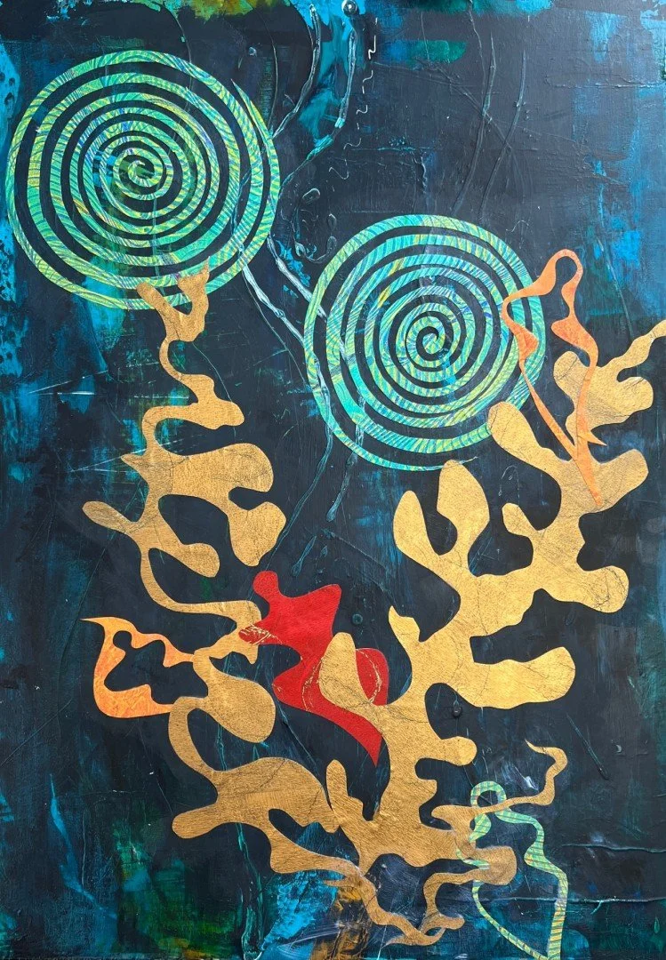   Goddess Energy Rising  
 £650
 Annette Sykes
 Mixed Media on Panel
 Framed Size: 60cm x 40cm x 2cm