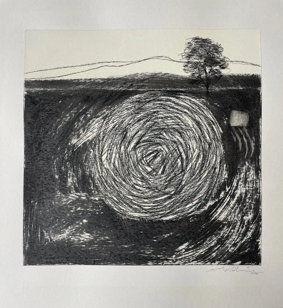 Summer Landscape 4.  - Charcoal on Gessoed Paper    
 Drawing 28cm x 28cm
 Framed: 47.6cm x  46.5cm
