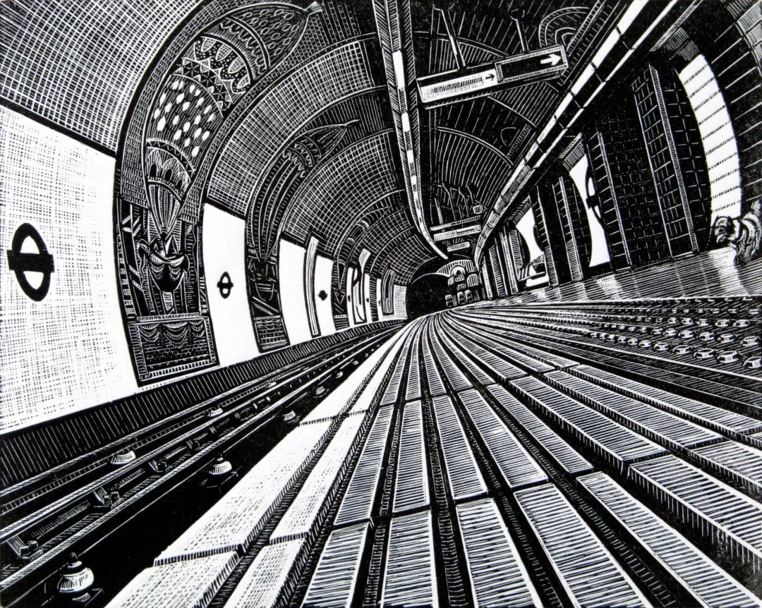   View Subterranea: Finsbury Park  
 220
 Rebecca Coleman
 Wood Engraving on Paper
 Limited Edition No.4/100
 Framed Size: 31cm x 32cm x 2cm