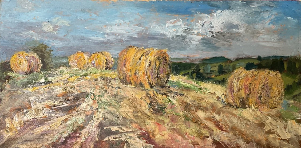  Stone Wall Hill  - Oil on Panel
 Painting: 20.32cm x  40.64cm 
 Framed: 22.32cm x 42 cm            