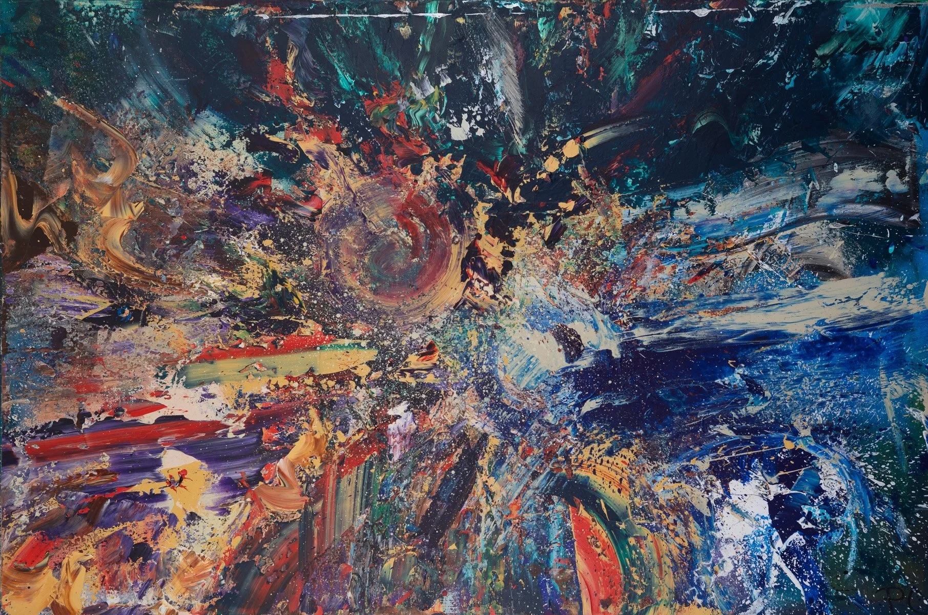  She rises famous and impeccable 
 Acrylic on Canvas in Black Floating Frame
 Painting Size: 100 x 150cm
 Framed Size: 101.5 x 151.5 x 3.5cm
  £2,750