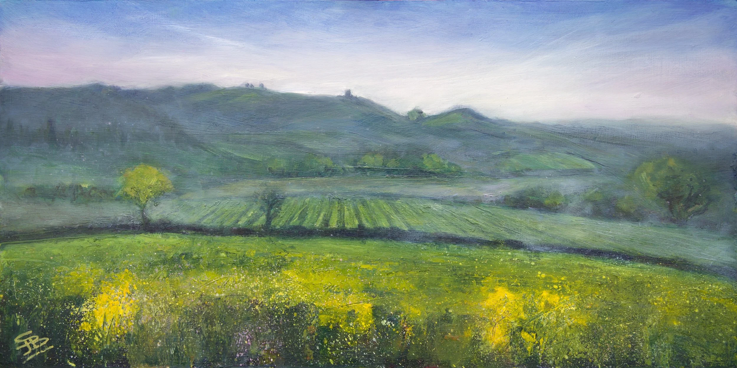  Up with the larks 
 Oil on Board
 Painting Size: 30 x 60cm
 Framed Size: 45 x 75 x 4.5cm
 £1,155