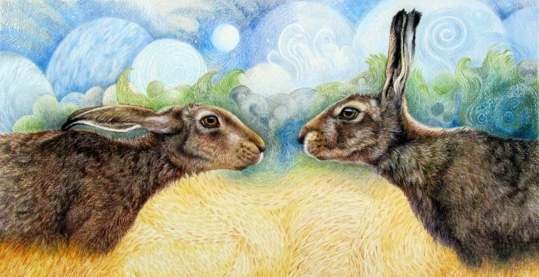   Cusp of Spring  
 £800
 Jane Miller Robinson
 Coloured Pencil & Acrylic Paint on Paper
 Framed Size: 39cm x 55cm x 3cm