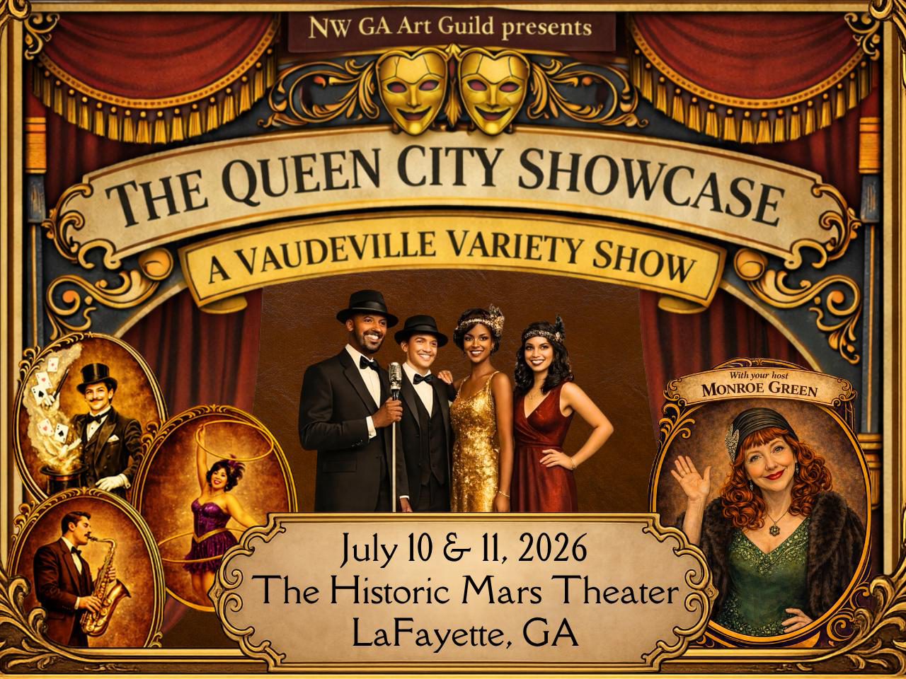 1920 style poster with entertainers