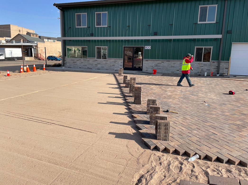 paver parking lot progress photo