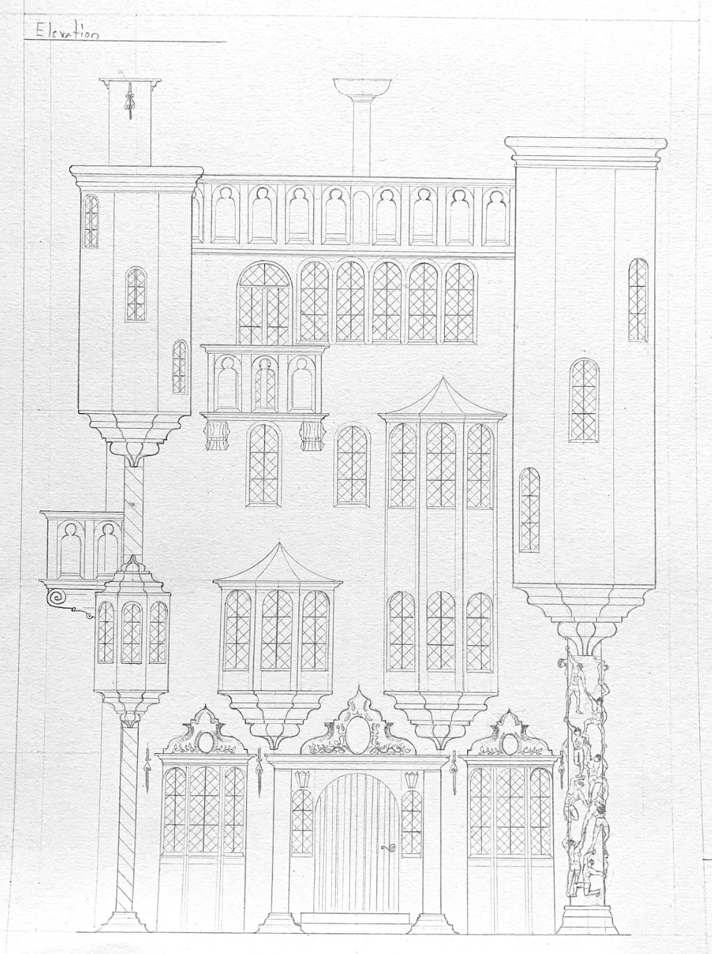 fanciful home, as part of the final project for a classical architecture school in Bruges, Belgium, 2024