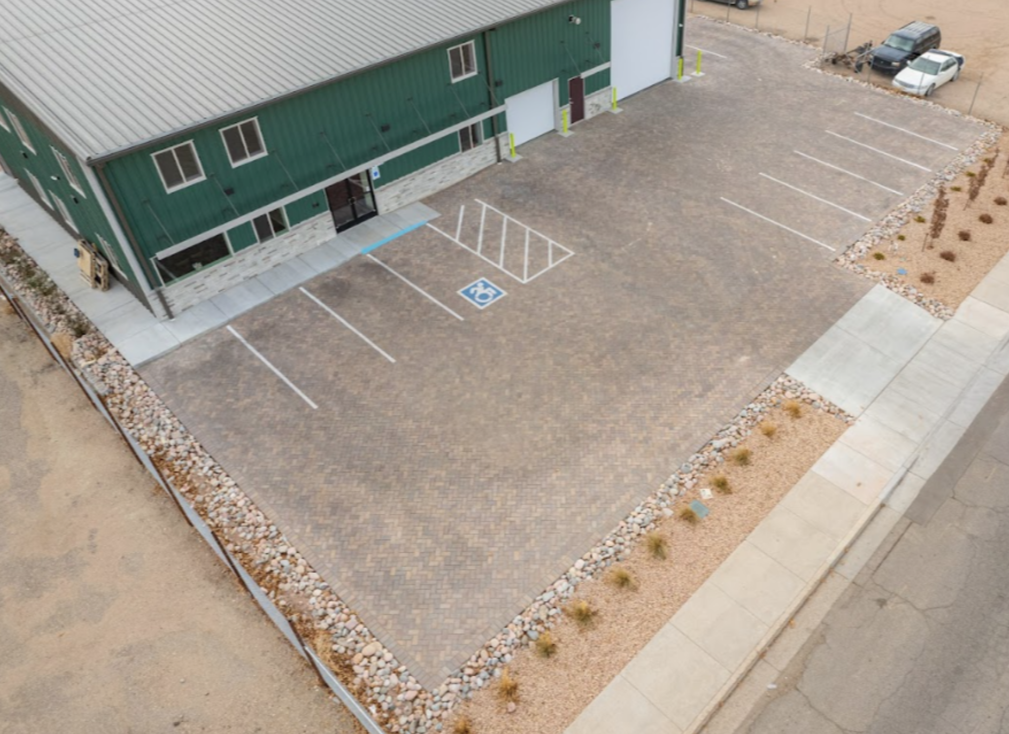600 square meter paver parking lot