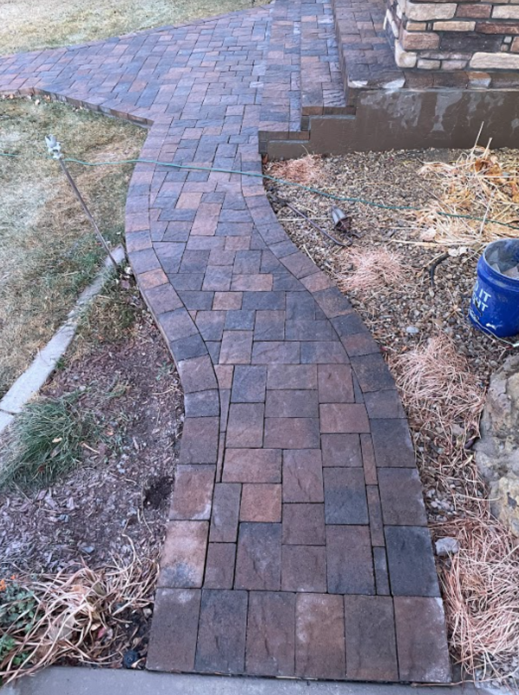 Paver sidewalk over concrete one