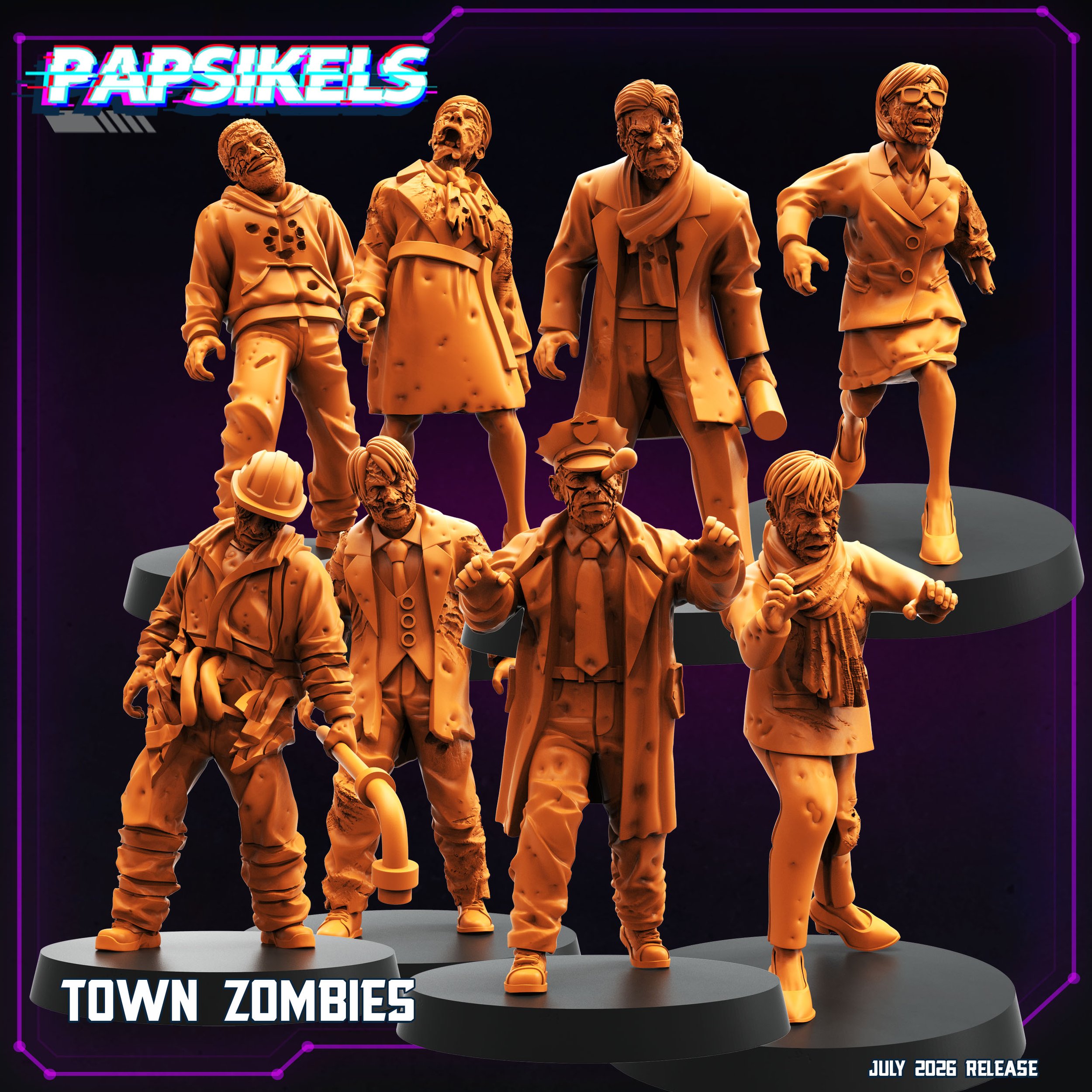 Town Zombies  - Papsikels Miniatures - Multi options