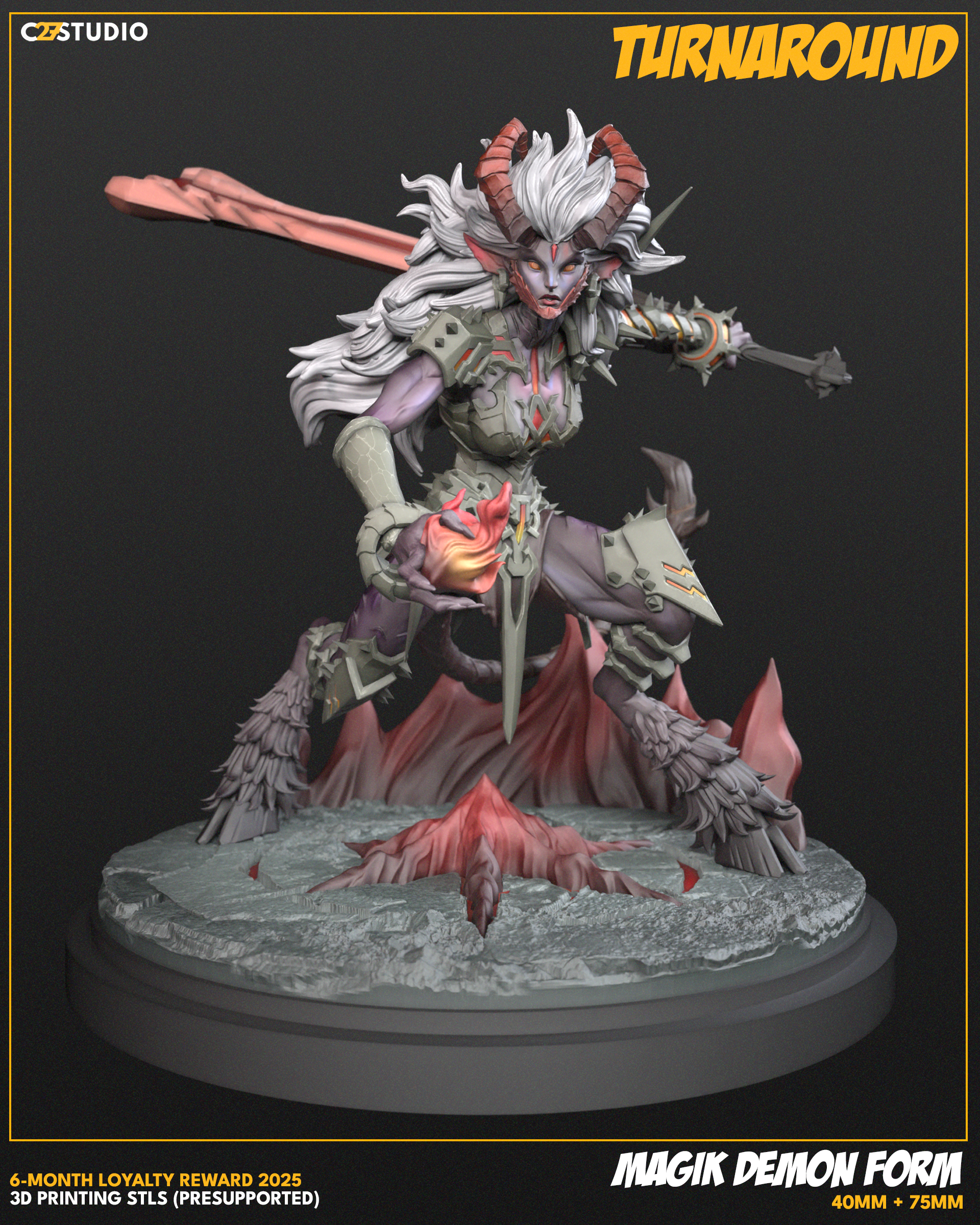 Magik (Rivals) Demon Form - C27 Miniatures - Superhero games - 40mm Scale System