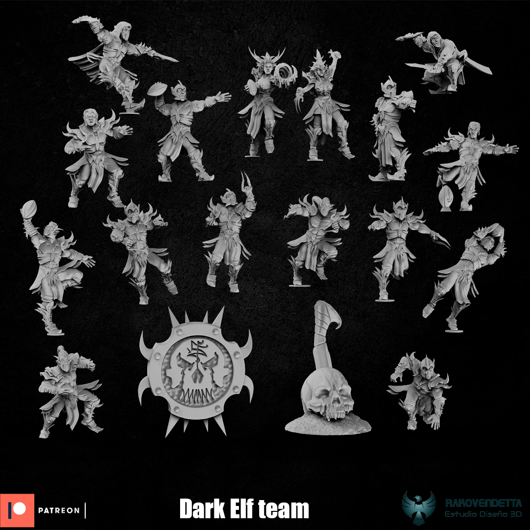 Darkest Elven Team | Elves | Rako Vendetta | Tatstabletop | 3D printed