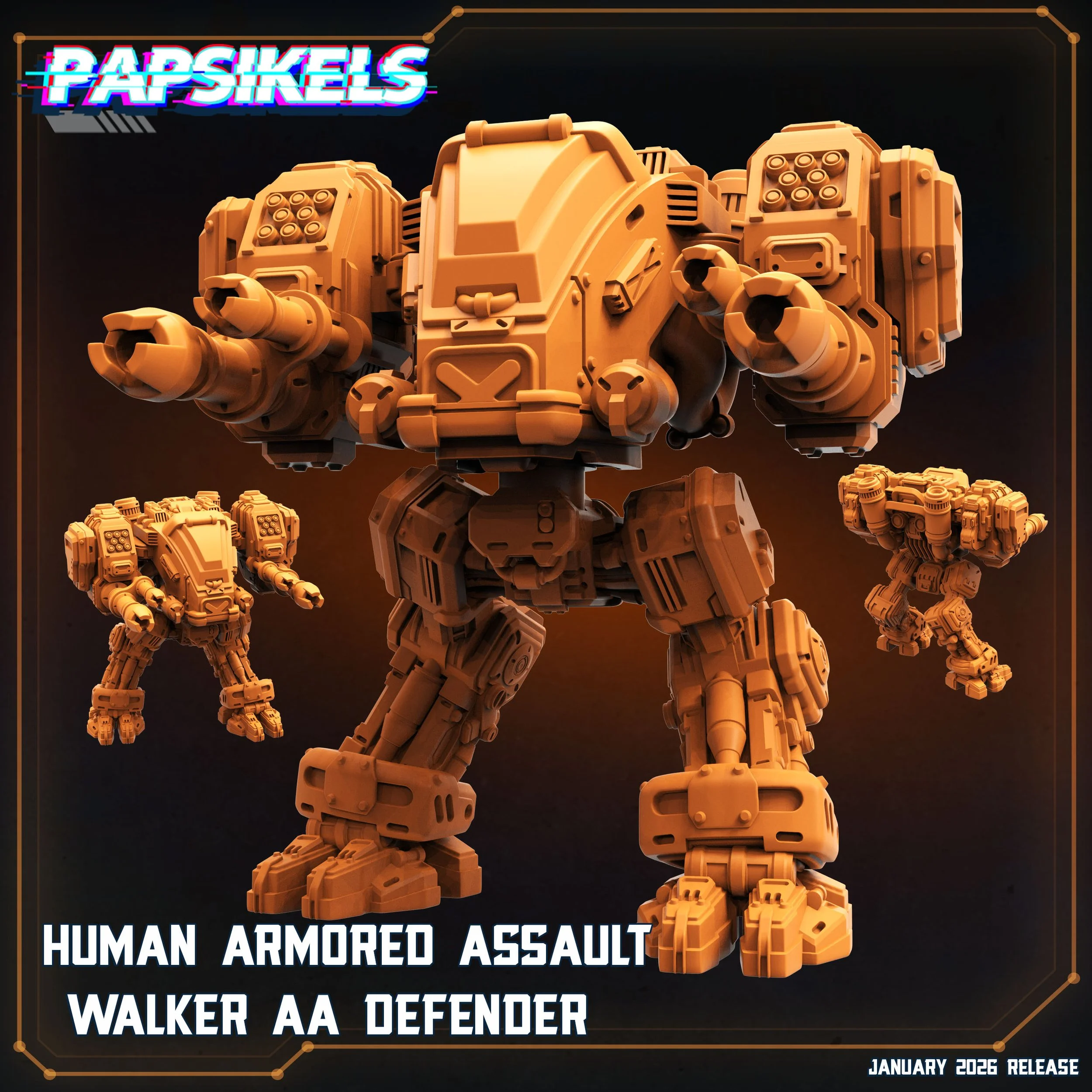 Armored Assault Walker AA Defender - Papsikels - 32mm Scale