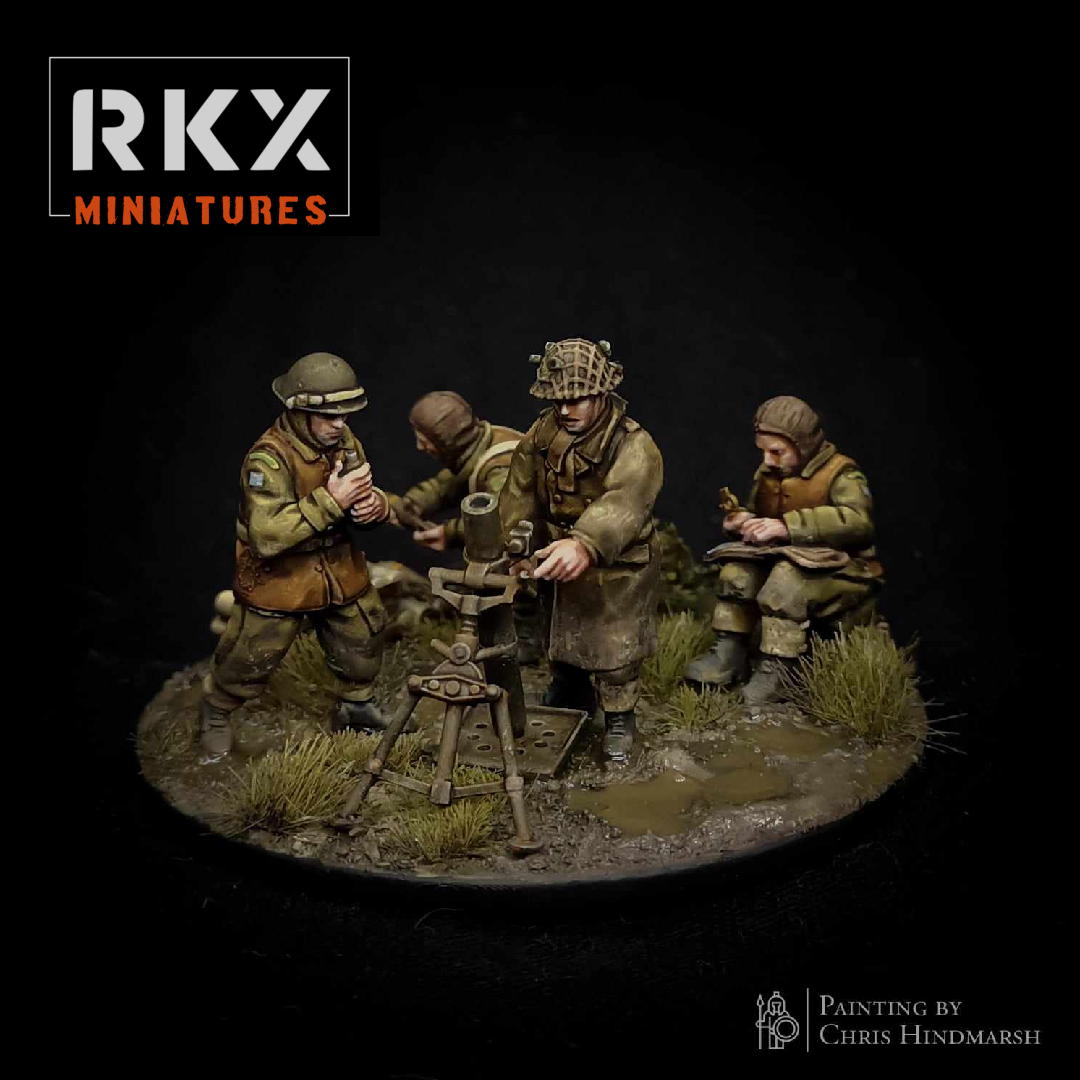 3 inch Mortar Team  | Brits + Canada | RKX Miniatures | 28mm BA3