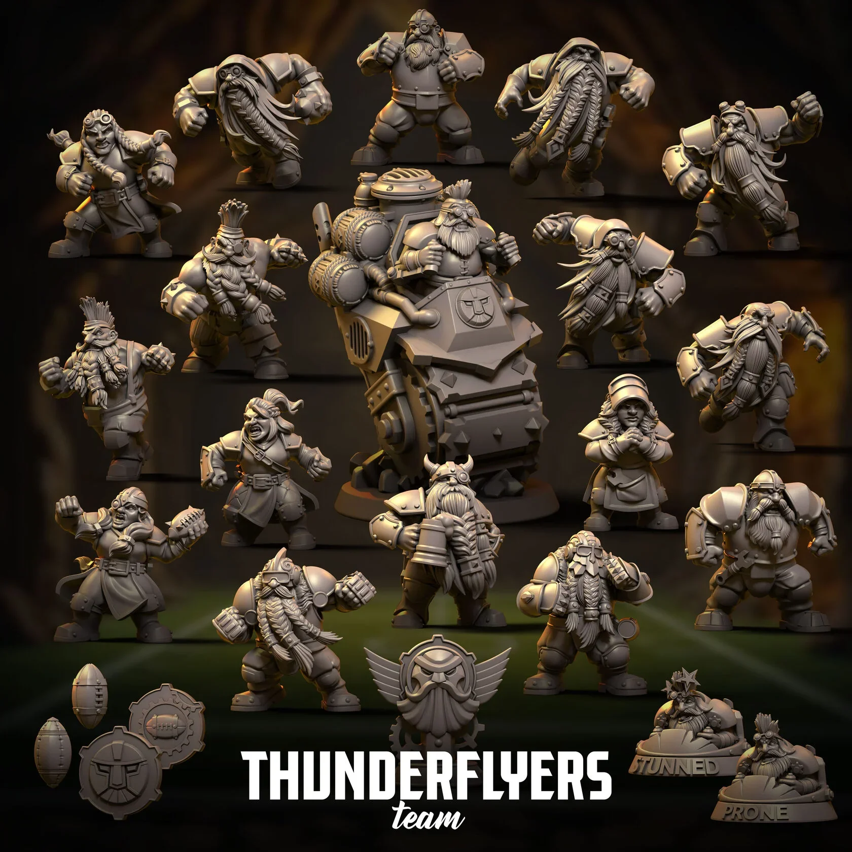 Thunderflyers | Dwarven |  Fantasy Footy | Punga Miniatures | 2025 scale