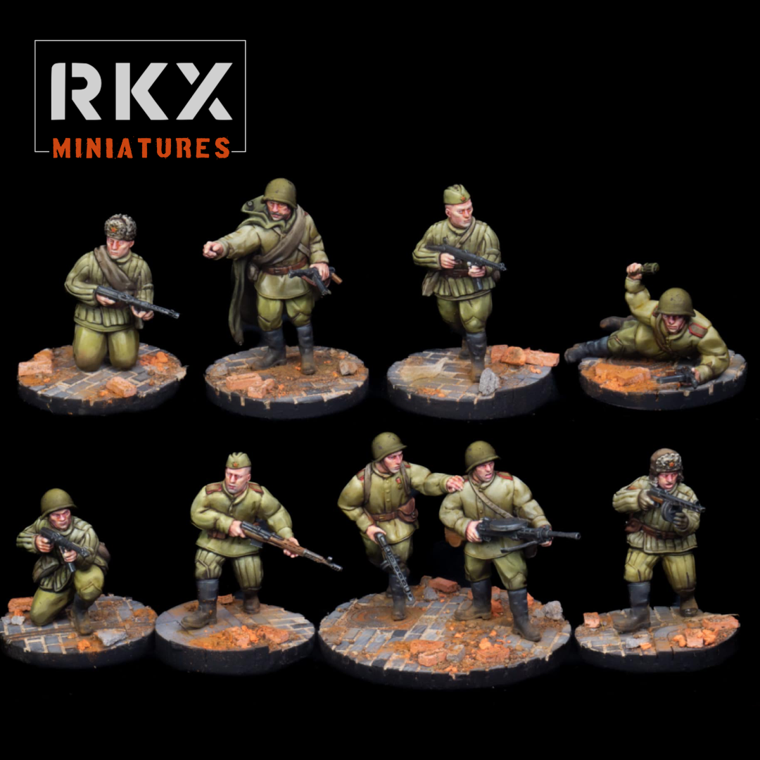 SMG Squad (8 minis)  | Soviet Army | RKX Miniatures | 28MM 1/56