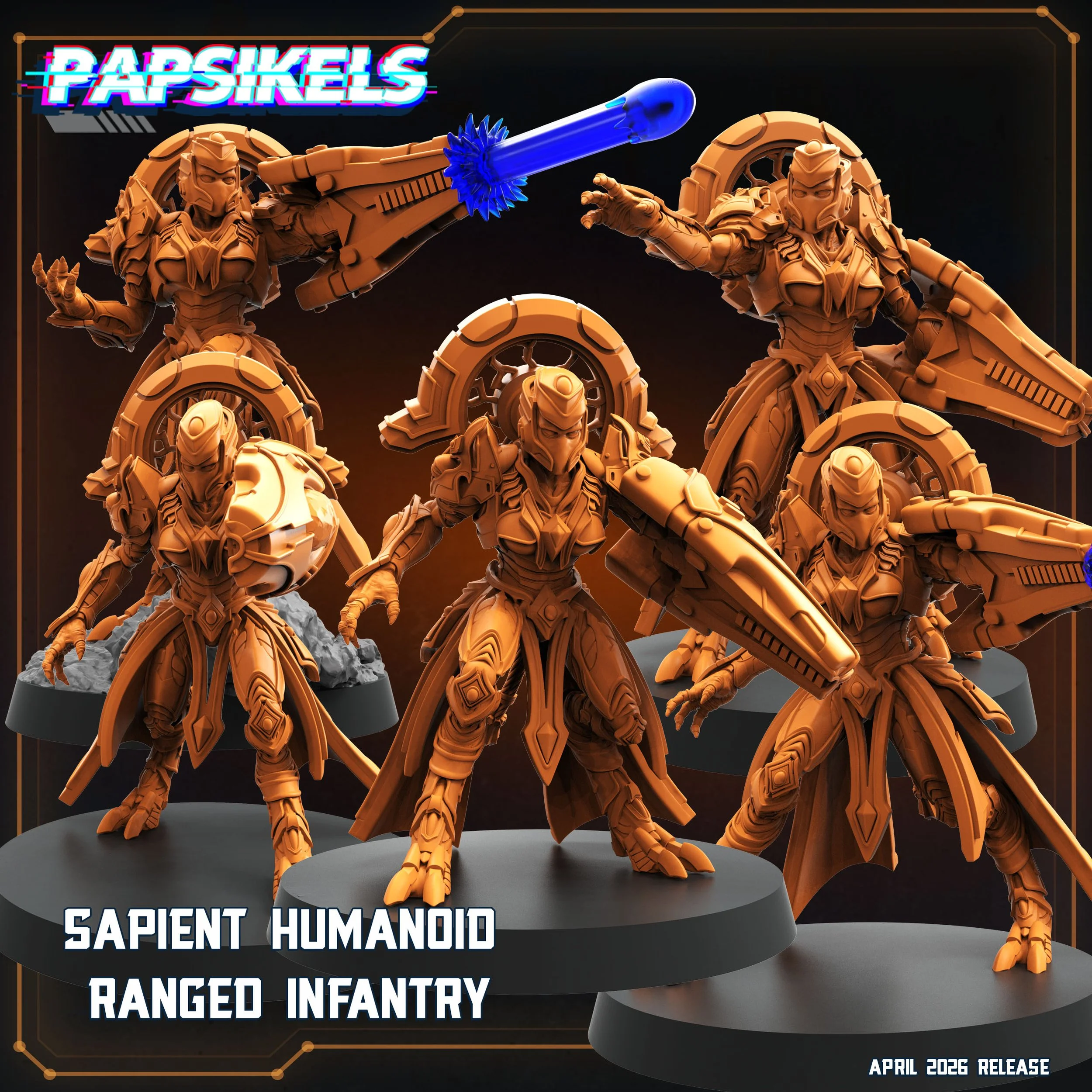 Sapient Humanoid Ranged Infantry - Papsikels - 32mm Scale