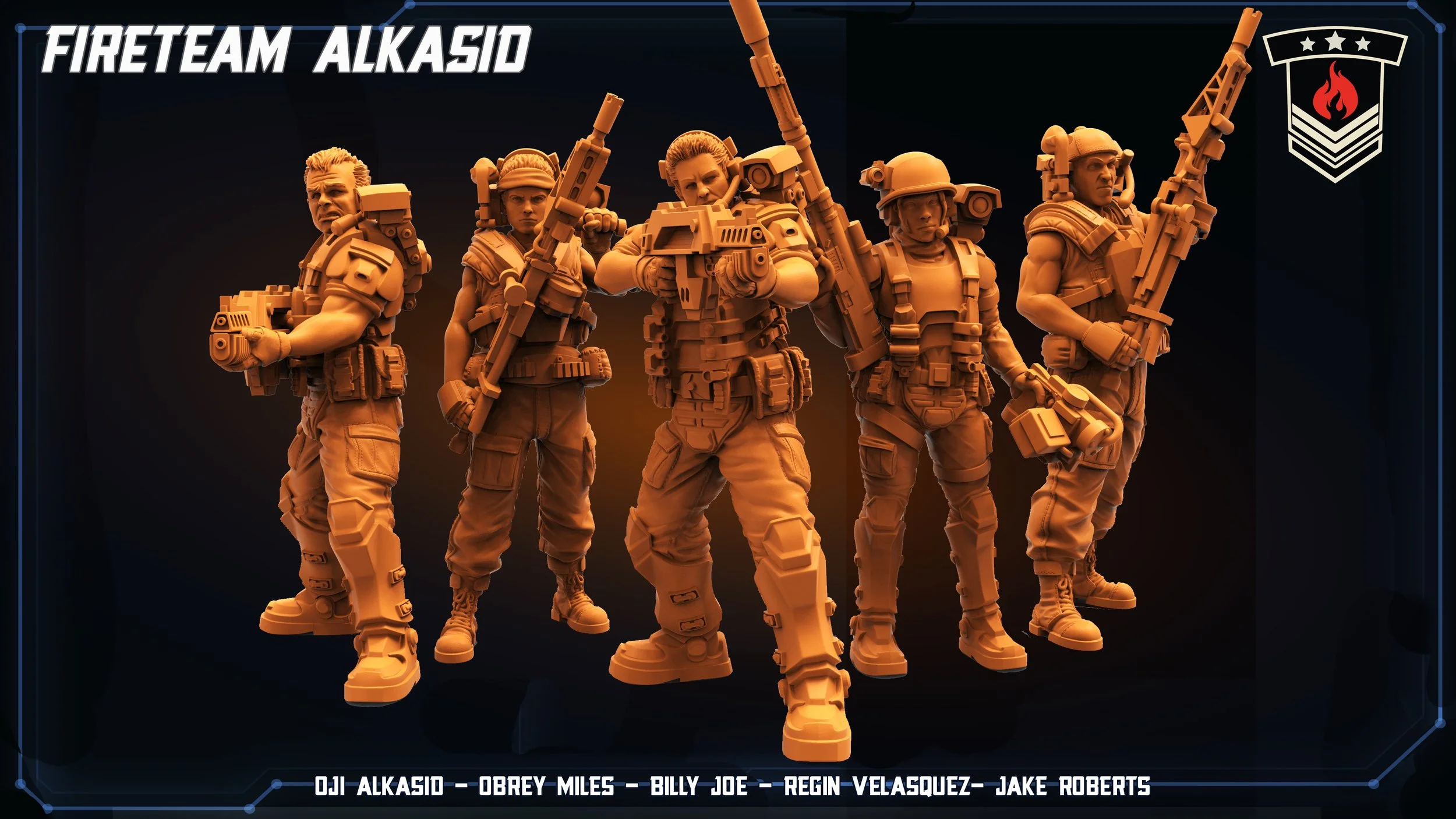 Fireteam Alkasid - Colony Marines - 32mm scale
