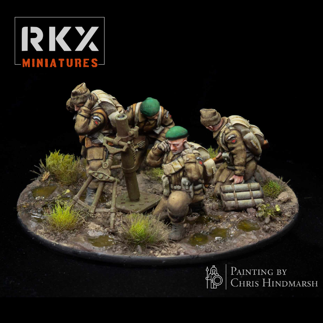 Commando 3 inch Mortar Team  | Brits + Canada | RKX Miniatures | 28mm BA3