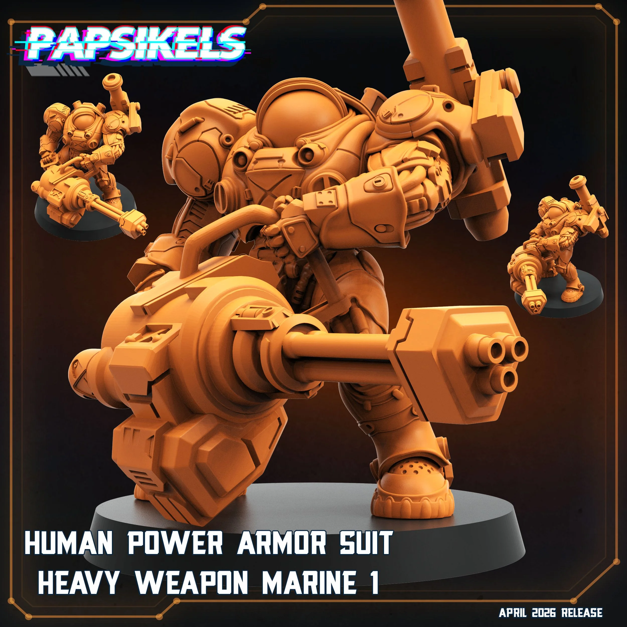 Power Armor Heavy Weapon Marines - Papsikels - 32mm Scale