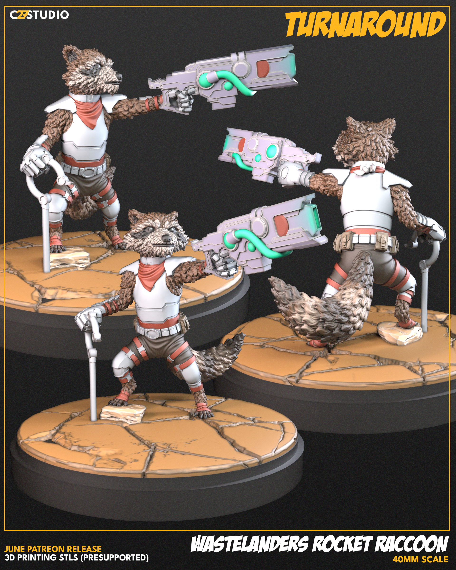 Wastelanders Rocket Raccoon - Turnaround.png