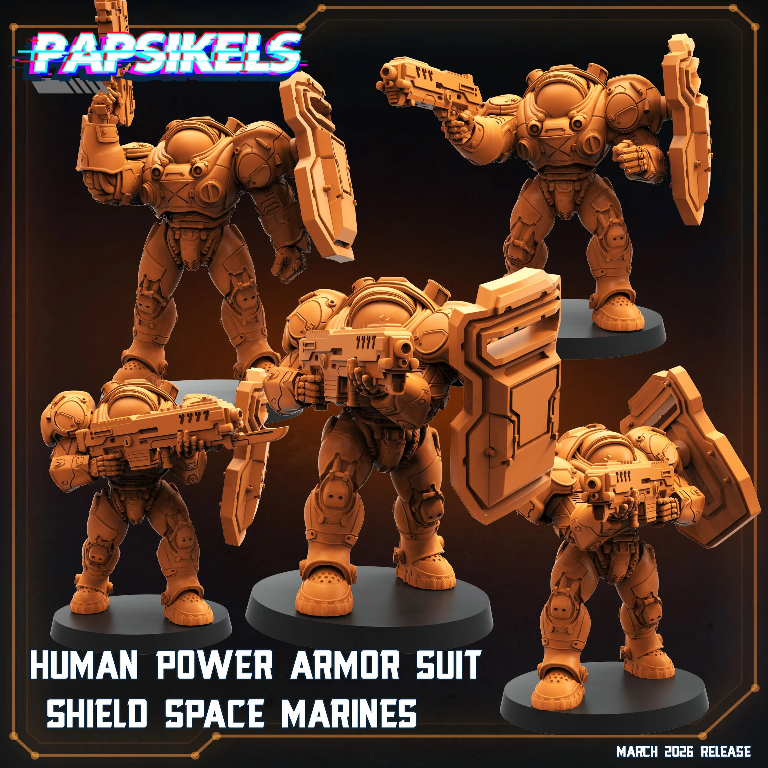 Power Armor Shield Marines - Papsikels - 32mm Scale