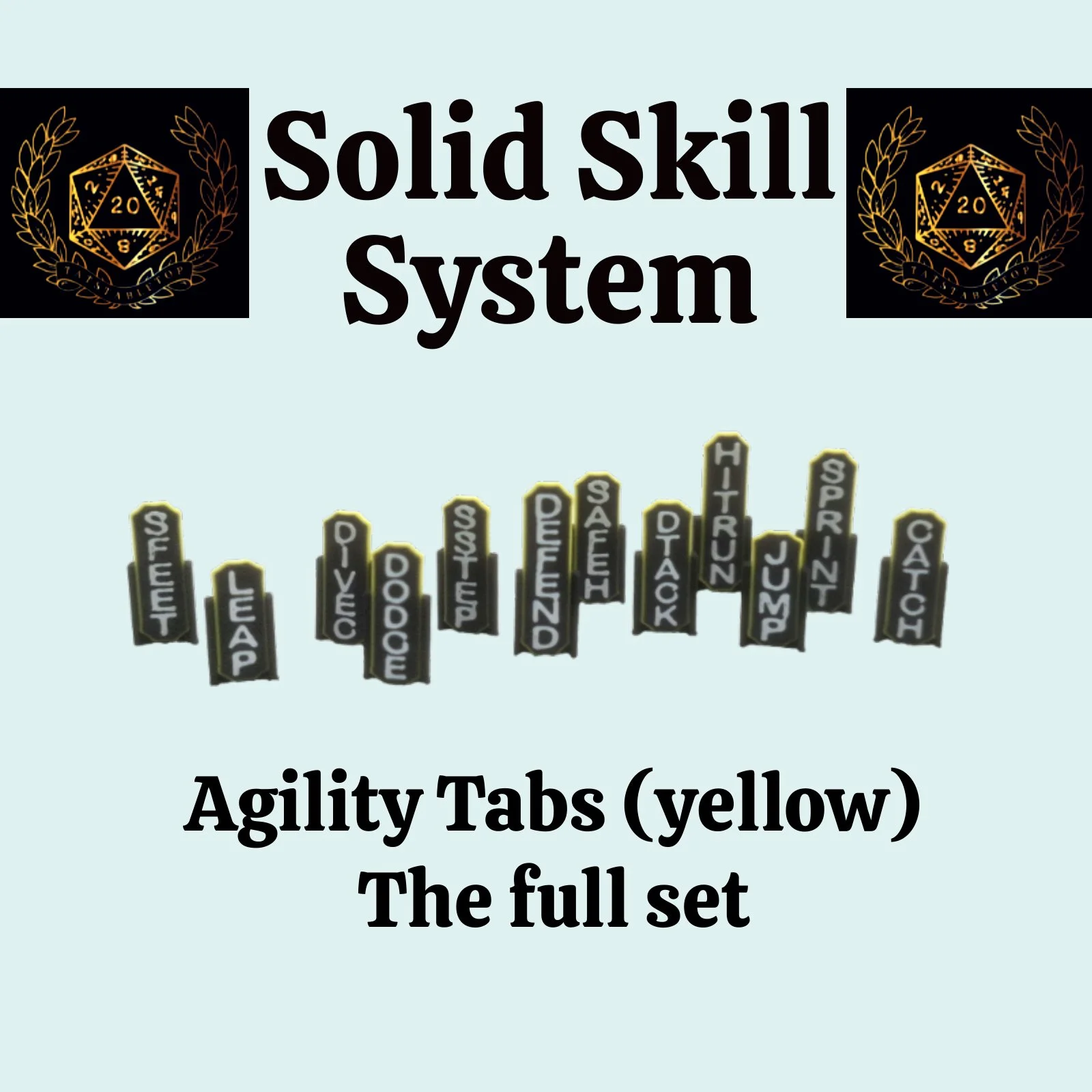 Agility Tabs - Skill Tabs - Tatstabletop