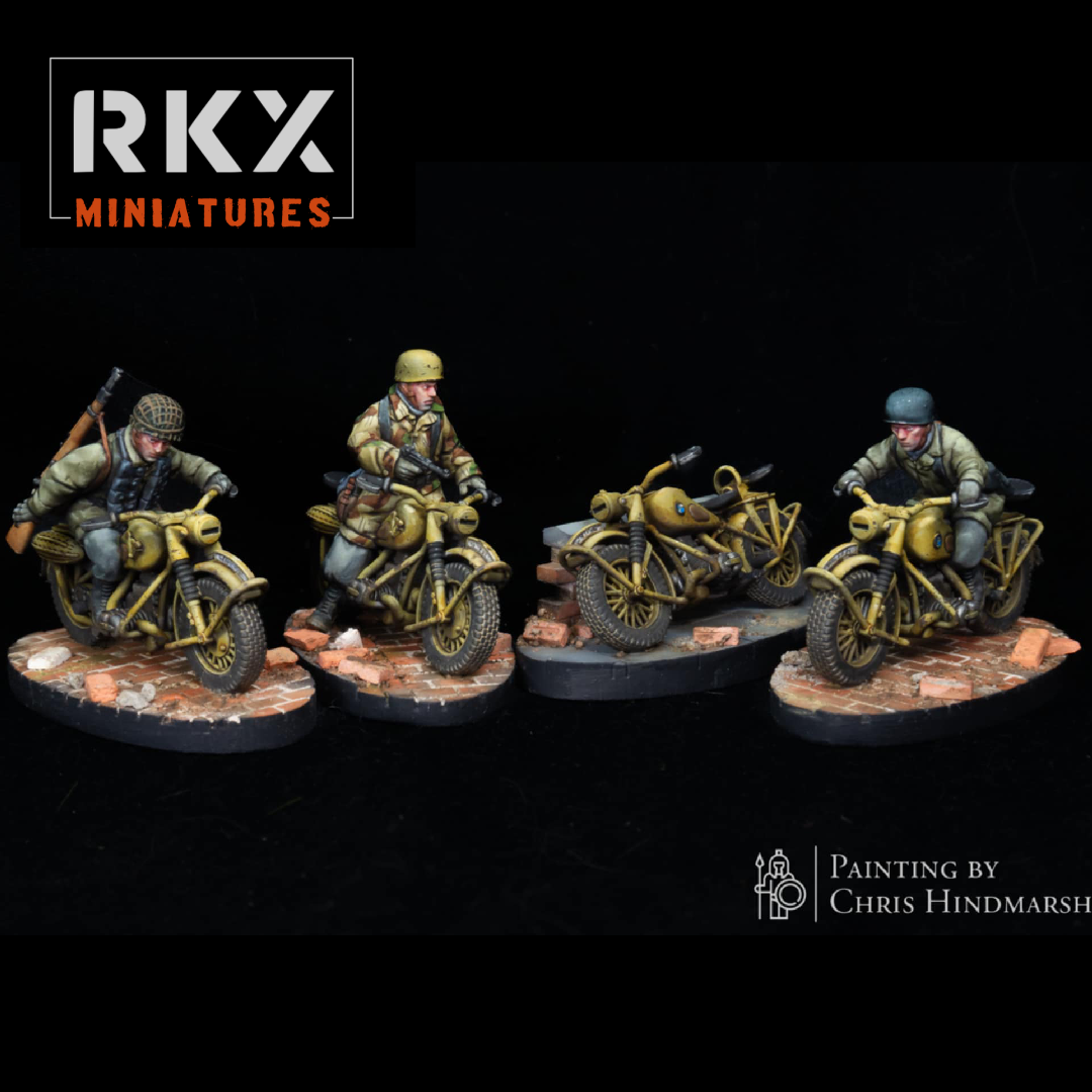 FJ motorbikes | 4 models | Fallschrimjager | RKX Miniatures | 28MM 1/56