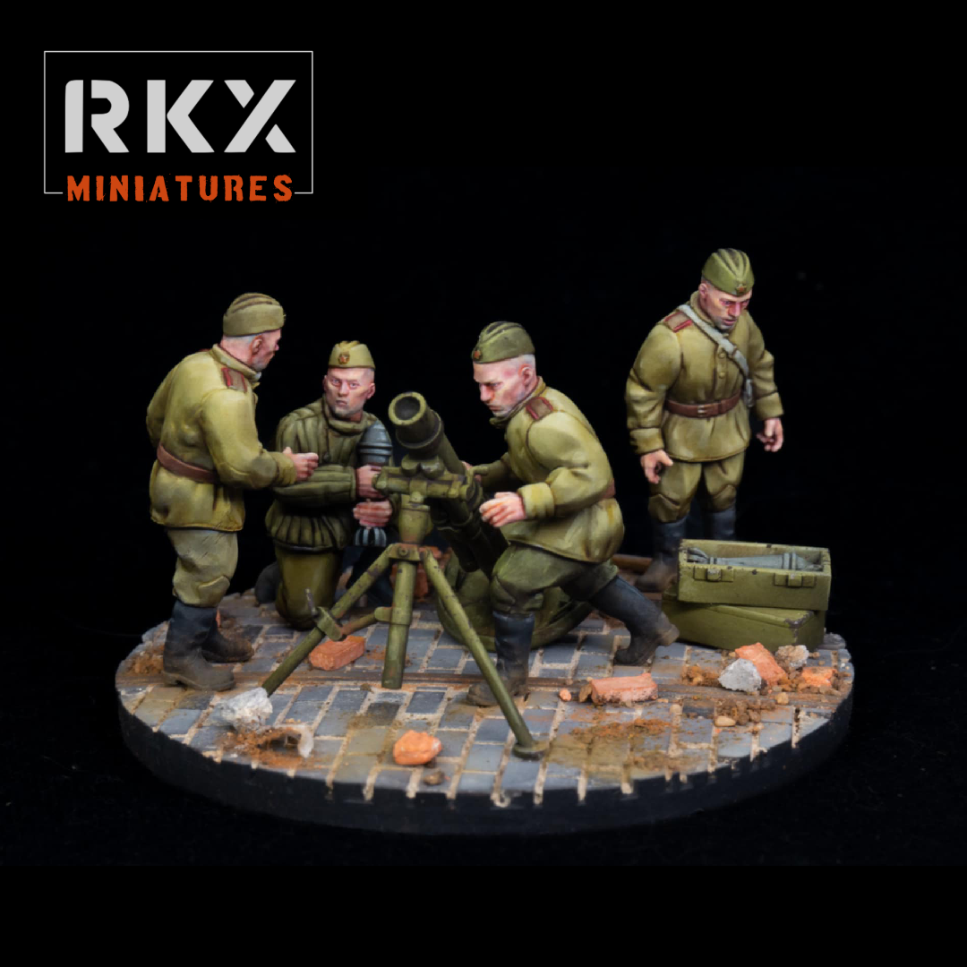 Heavy Motar team (4 minis)  | Soviet Army | RKX Miniatures | 28MM 1/56