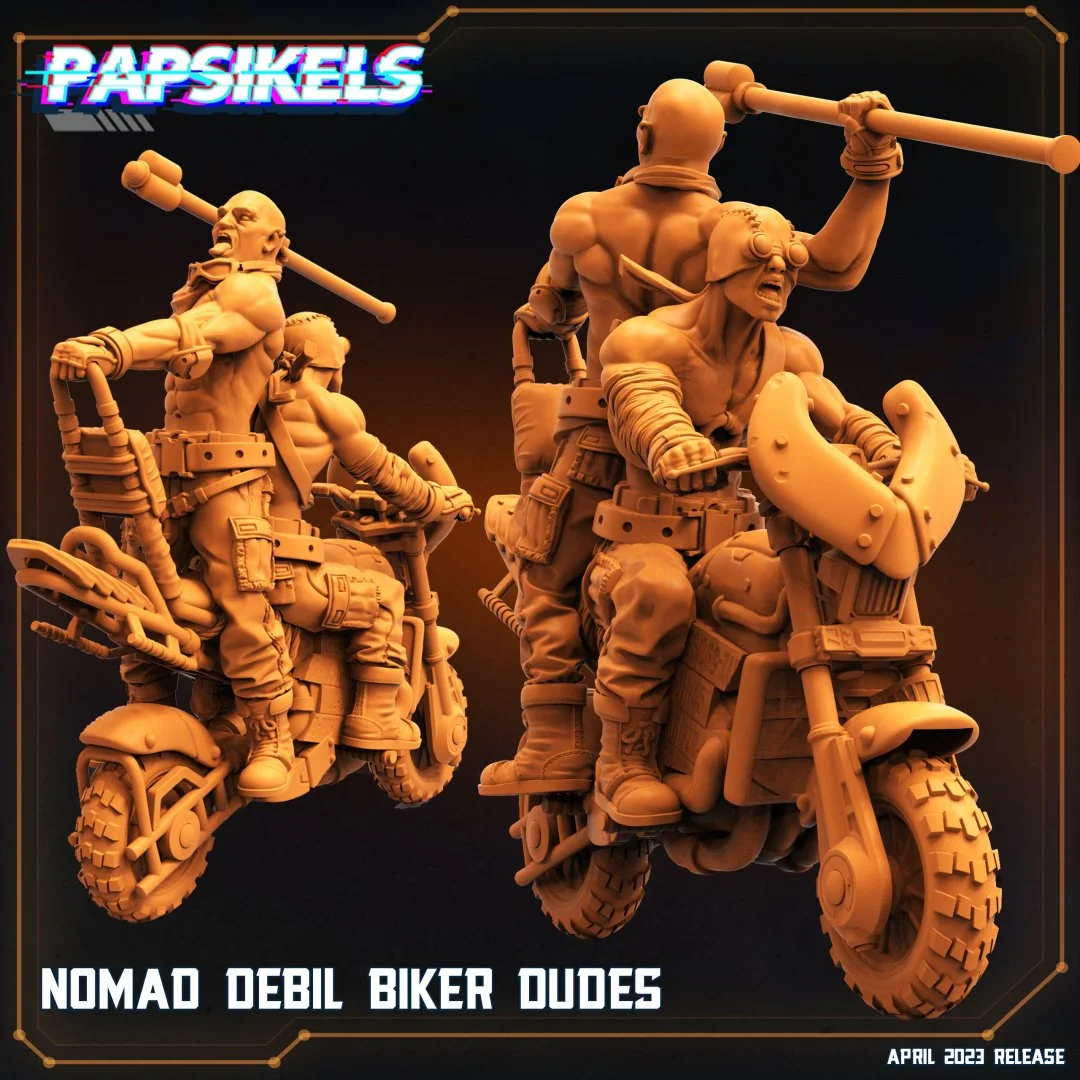 Nomad Devil Bikers - Set of 2 - Post Apoc - 28mm scale