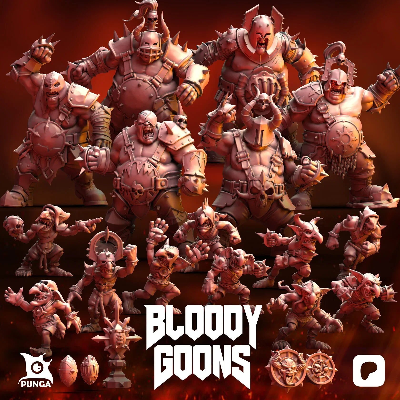 Bloody Goons | Chaos Big men | Fantasy Footy | Punga Miniatures | 2025 scale