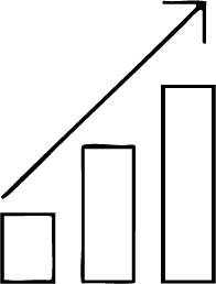 Geometric drawing of an outline square with sections divided by vertical, horizontal, and half circle lines.