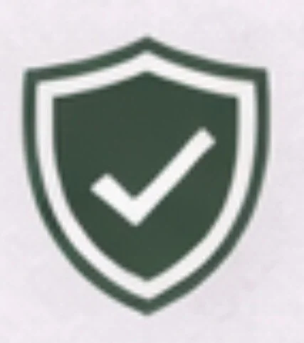 Green shield icon with a white check mark in the center
