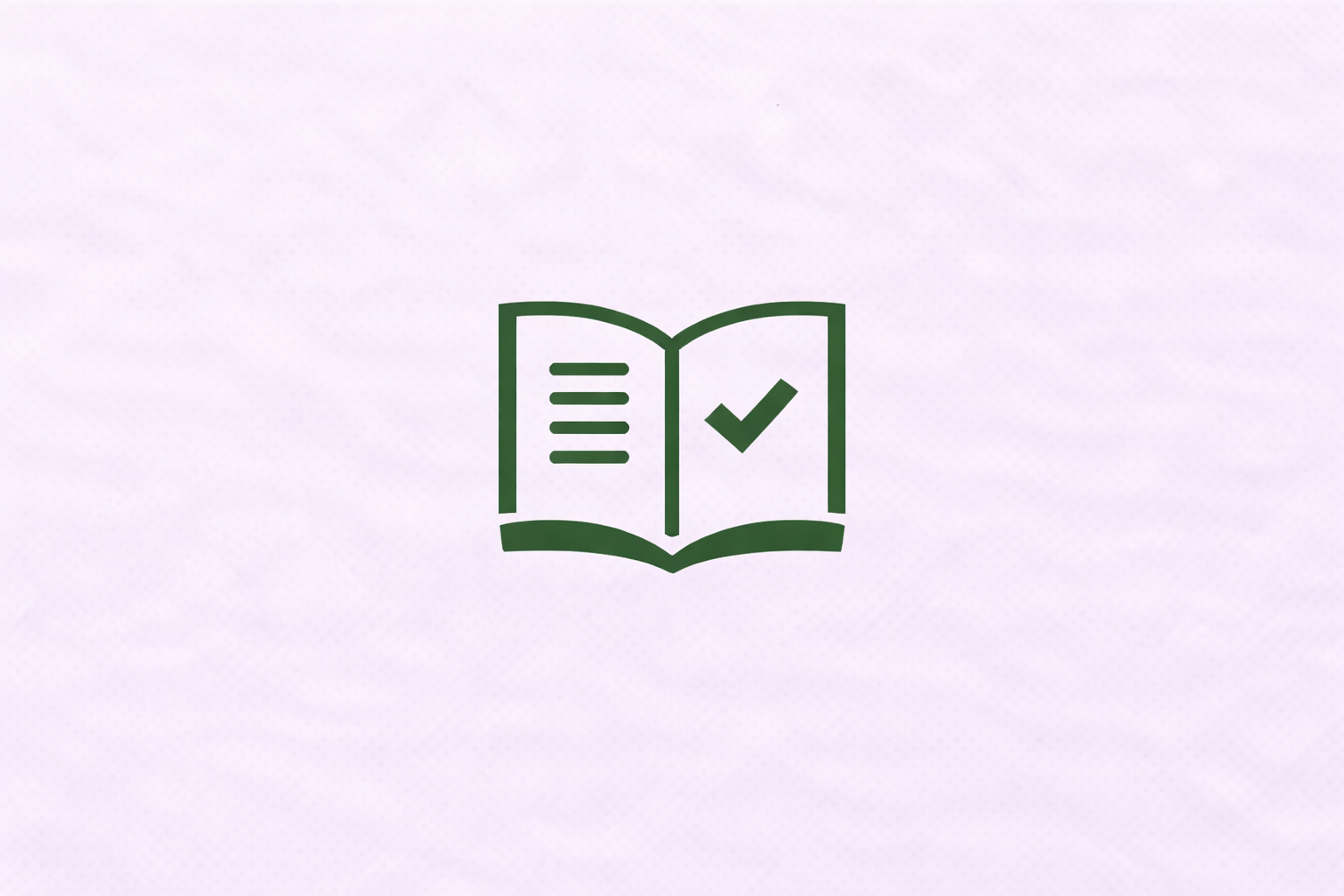 Icon of an open book with a checklist and a checkmark.