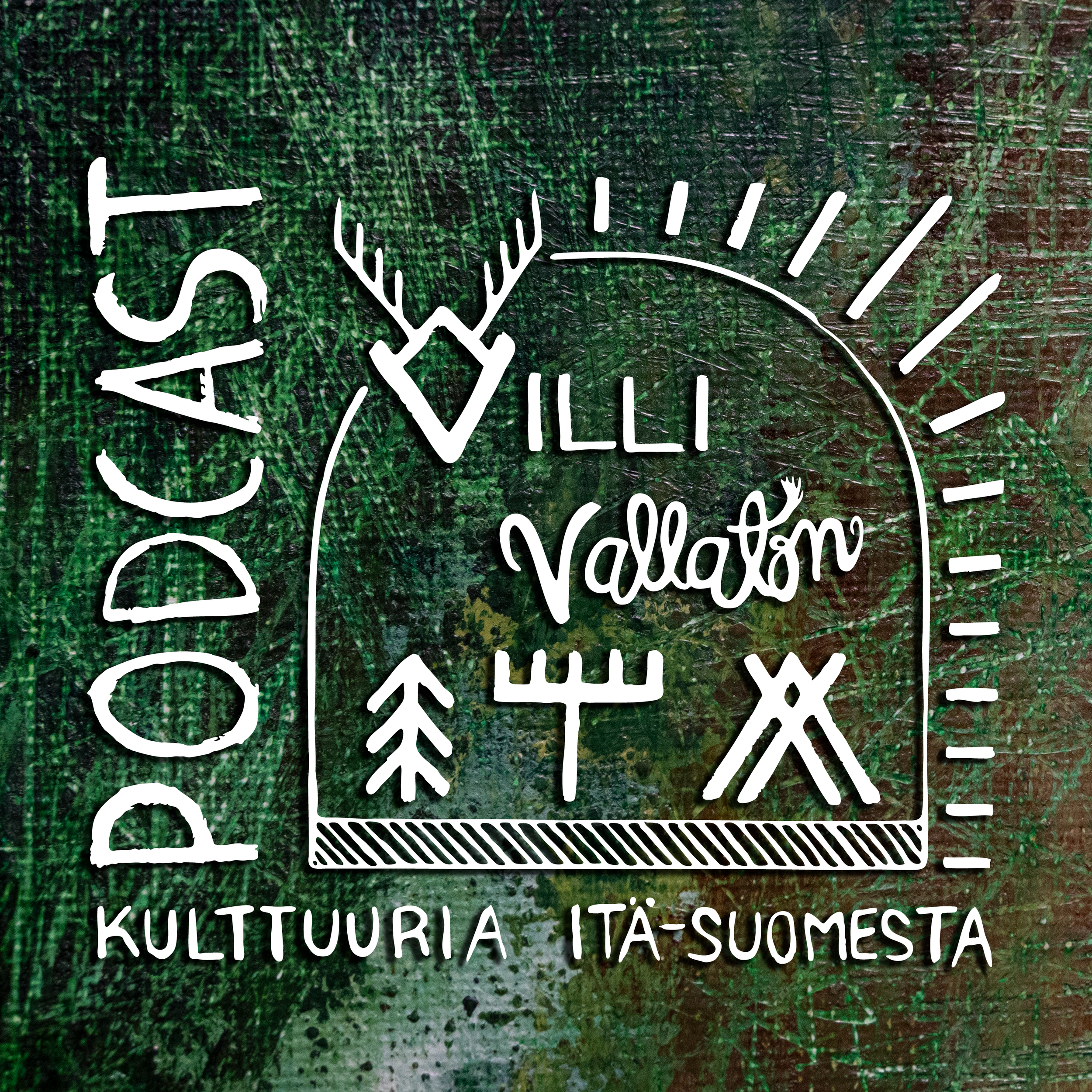 Villi vallaton itä -podcast-sarjan logo: taiteilija Karoliina Gavrilov