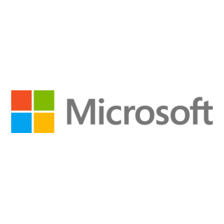 Microsoft logo with four colored squares and the word 'Microsoft' in gray.