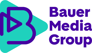 Logo of Bauer Media Group with stylized letters B and M in purple and blue.