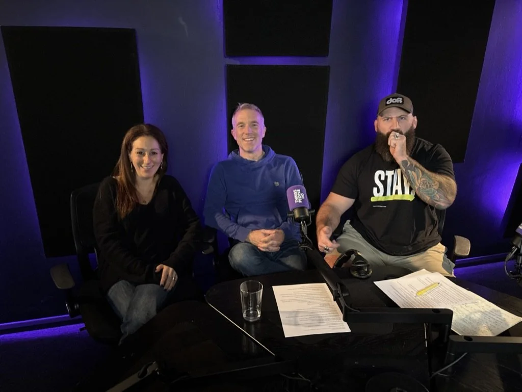 Dr Anna recording podcast with Joe Marler