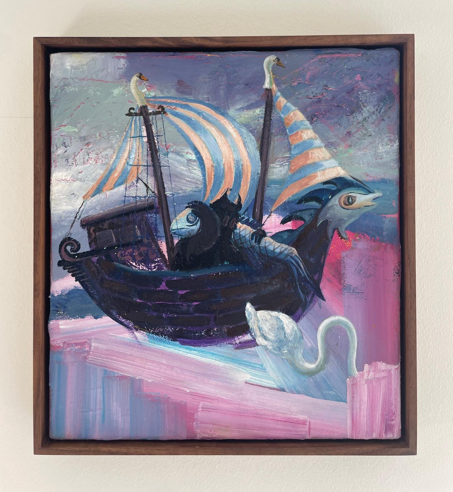 De golven waren amethist, de zwanen diamant