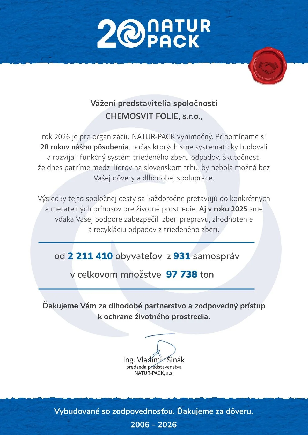 Partnerstvo s NATUR-PACK pri ochrane životného prostredia