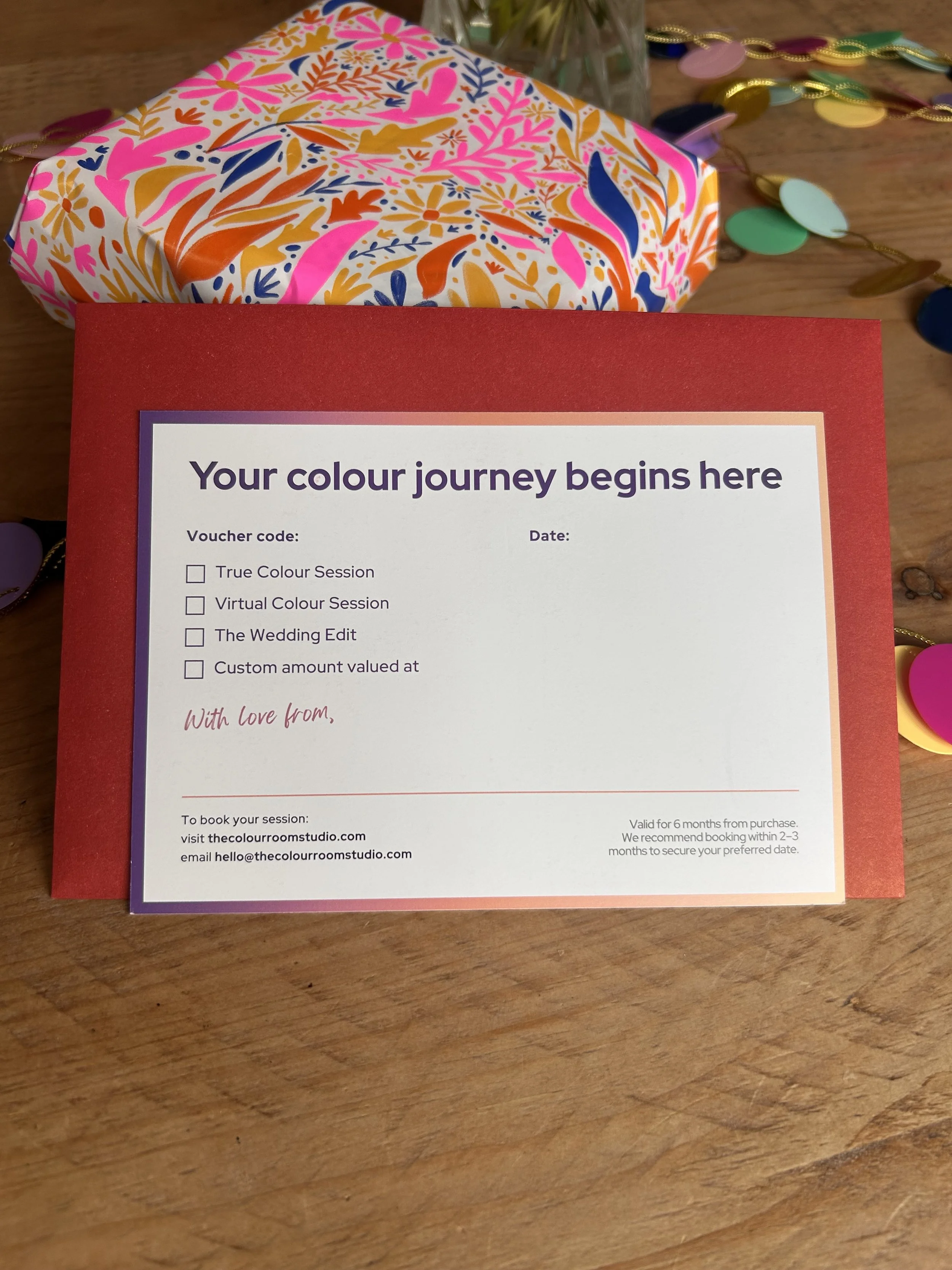 colour analysis gift voucher for wife