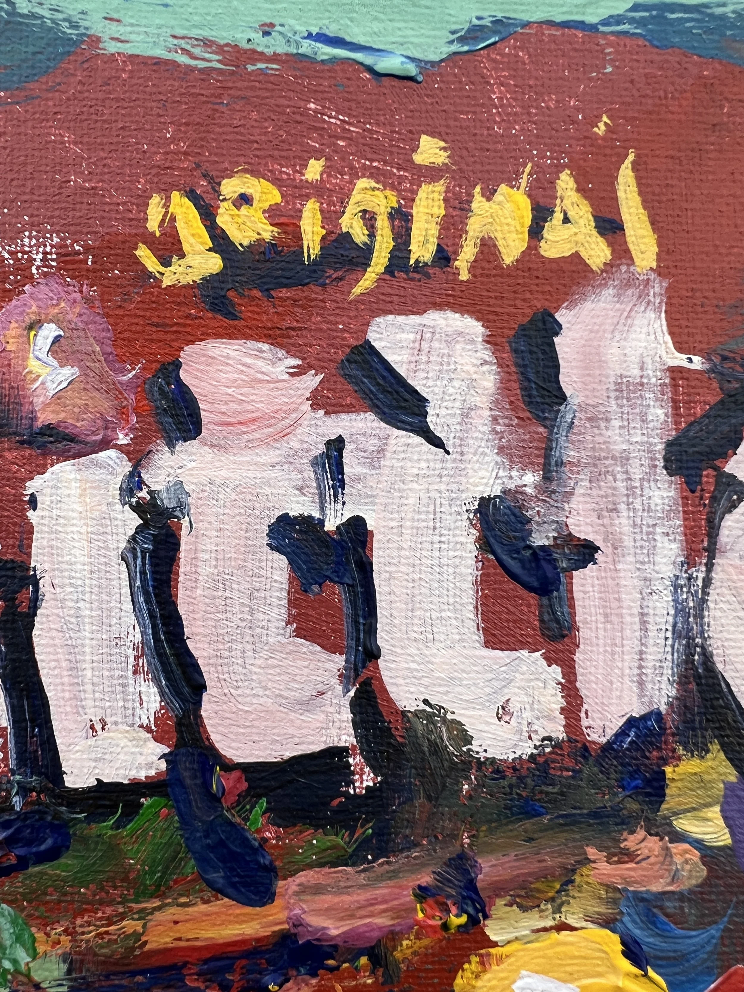 Close-up of expressive painting of Skittles Original candy