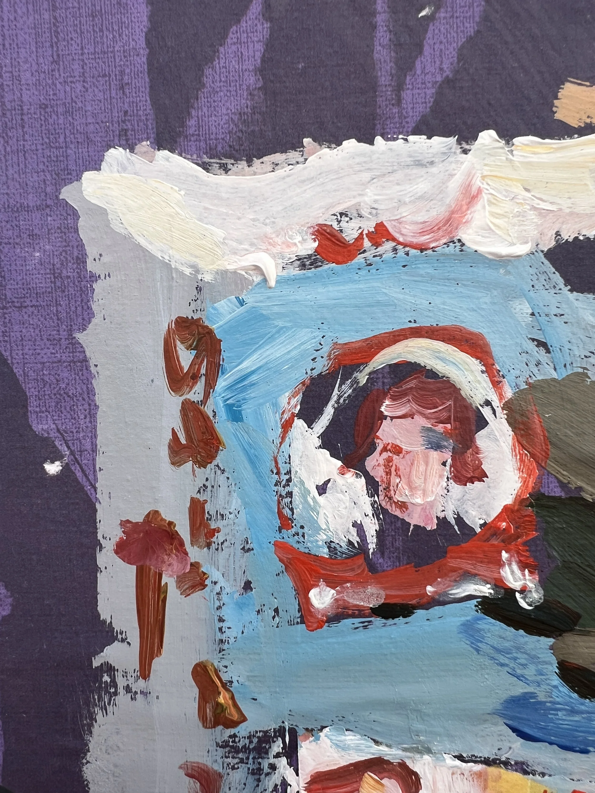 Detail view of Bold expressive painting of Little Debbie Swiss Cake Rolls box