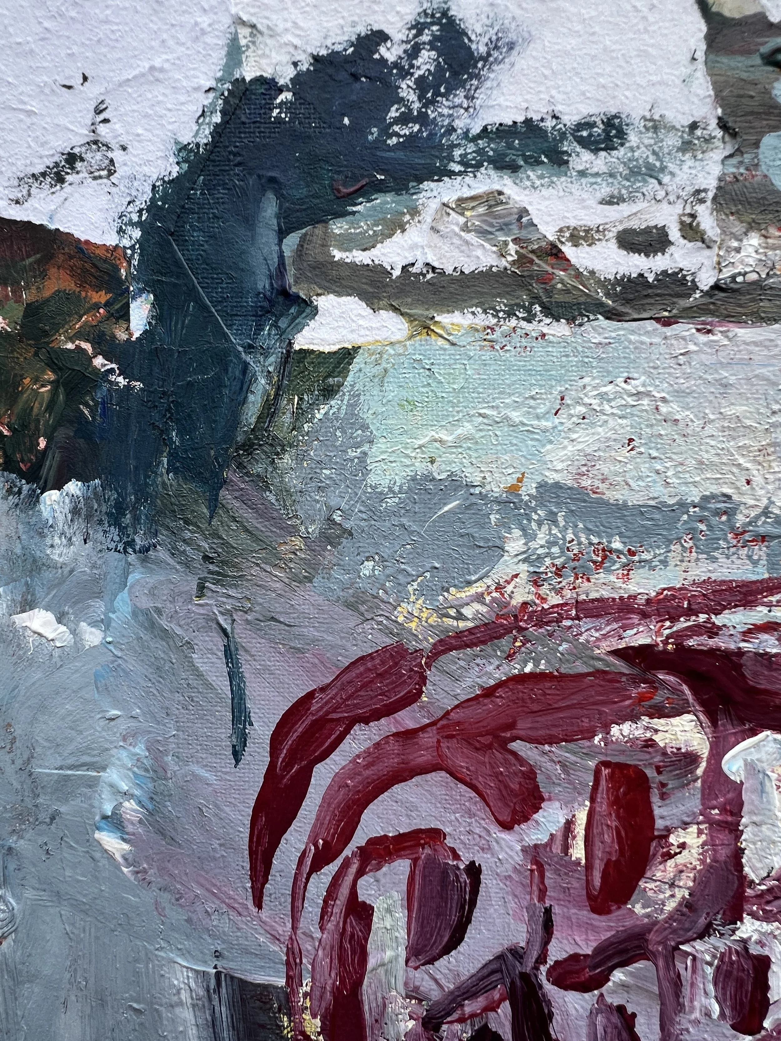 Detail view of Bold expressive painting of Diet Dr Pepper silver can