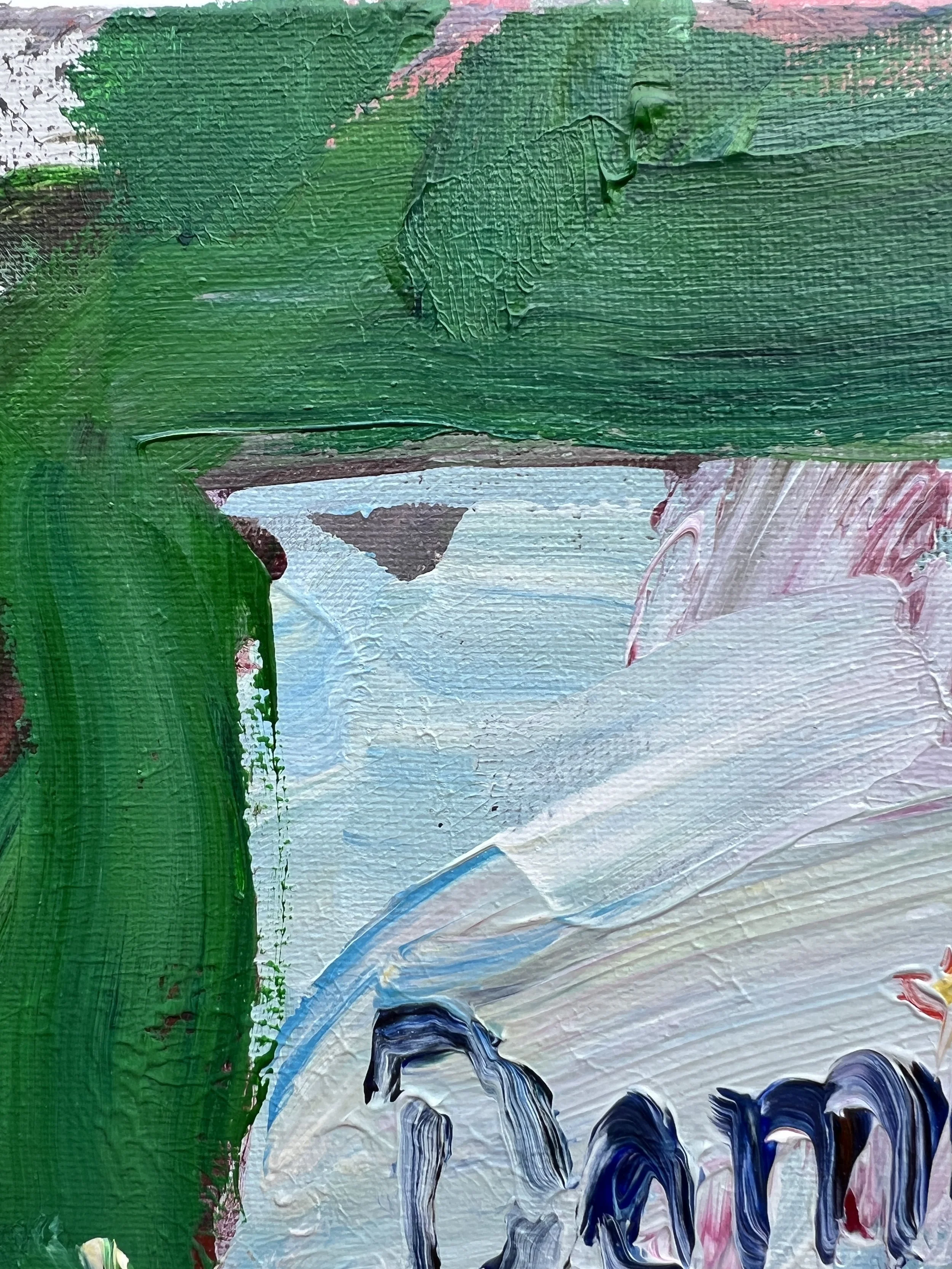 Detail view of Bold expressive painting of Domino sugar yellow bag